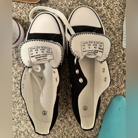 Black and White Canvas Sneakers Platform sz 11 - Picture 4 of 5